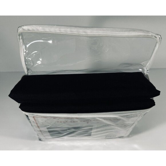 American Home Coll Single Black Flat Top Sheet Microfiber 108” X 101” Fabric - Picture 7 of 7